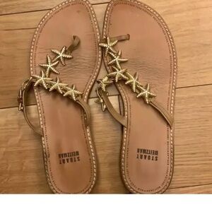 Stuart Weitzman Starfish Sandals Gold With Brown Or Tan Base